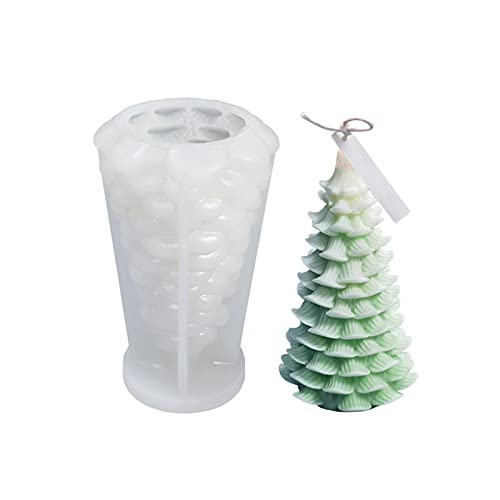 TSQZE Weihnachtsbaum Silikonform DIY Silikon Kerzen Gießform, 3D Weihnachtsmann Weihnachtsbaum Kerzengießform Für Machen Sie Kerzen, Pralinen Und Kuchen (Weihnachtsbaum) von TSQZE