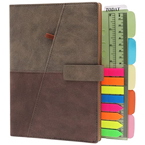 TSY Notizbuch Nachfüllbar, PU Leder Weiche Abdeckun Personal Organizer Planer, Ringbuch Reise Tagebuch mit Magnet-Verschluss Stifthalter Steckplätze für Karten und 160 Seiten (Braun, A5) von TSY