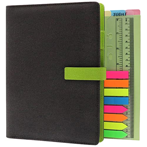 TSY Notizbuch Nachfüllbar, PU Leder Weiche Abdeckun Personal Organizer Planer, Ringbuch Reise Tagebuch mit Magnet-Verschluss Stifthalter Steckplätze für Karten und 160 Seiten (Dunkelgrau, A5) von TSY