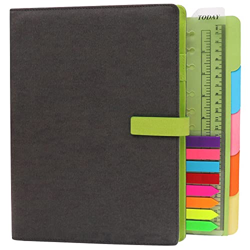 TSY Notizbuch Nachfüllbar Din B5, Leder Padded Stoff Abdeckun Persönlicher Organizer Planer mit Stifthalter Steckplätze für Karten, Ringbuch Reisetagebuch für Büro Reisende Schüler, Dunkelgrau von TSY