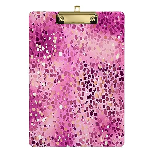 Binders Klemmbrett A4 Briefgröße für Gold 30,5 x 22,9 cm Leopard Farbverlauf Glitzer Dekoration Pailletten Rosa Lila von TSklpoqA