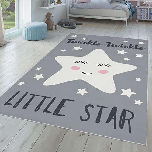 TT Home Kinderteppich Teppich Kinderzimmer Junge Mädchen Spielteppich Baby Modern, Farbe: Grau 2, Größe:140x200 cm von TT Home