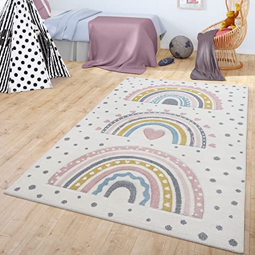 TT Home Kinderzimmerteppich Teppich Junge Mädchen Kinderteppich Baby Regenbogen Motiv, Farbe:Bunt 2, Größe:160x230 cm von TT Home