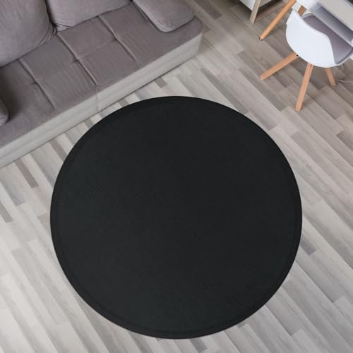 TT Home Krabbelmatte Babyzimmer Teppich Spielmatte Kinder Unifarben rutschfest Flauschig, Farbe: Schwarz, Größe:120 cm Rund von TT Home