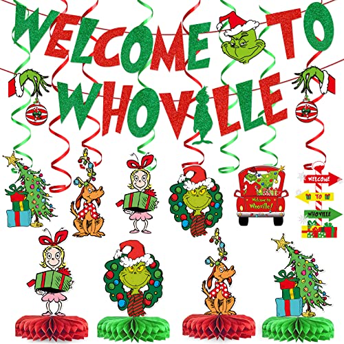 Whoville Weihnachtsdekorationen Grinch Whoville Dekorationen Welcome To Whoville Banner The Grinch Weihnachtsdekorationen Grinch Party Supplies Weihnachten Grinch Geburtstag Party Dekorationen von TTDQ