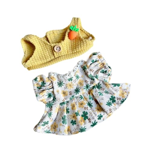 TTETTZ Kleidung für 20 cm Plüschpuppen, Outfit mit Kleid Und Weste, Zubehör für Puppen, Ankleideartikel, Gelb von TTETTZ