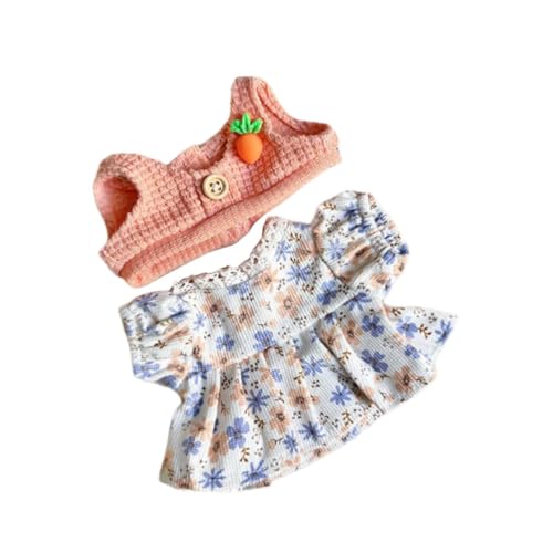 TTETTZ Kleidung für 20 cm Plüschpuppen, Outfit mit Kleid Und Weste, Zubehör für Puppen, Ankleideartikel, Orange von TTETTZ