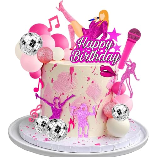 TTPSRY 26 Stück Musik Kuchen Topper Alles Gute zum Geburtstag Rosa Mädchen Tortendeko Kuchen Dekorationen Damen Tortendekoration von TTPSRY