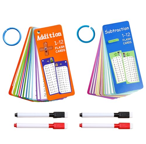TTPSRY Lernkarten Einmaleins Tabelle mit 4 Trocken Abwischbaren Markern 30 Mathe-Lernkarten für Kinder Rechenhilfe Trocken Abwischbar Ohne zu Schmieren und Ohne Farbrückstände von TTPSRY