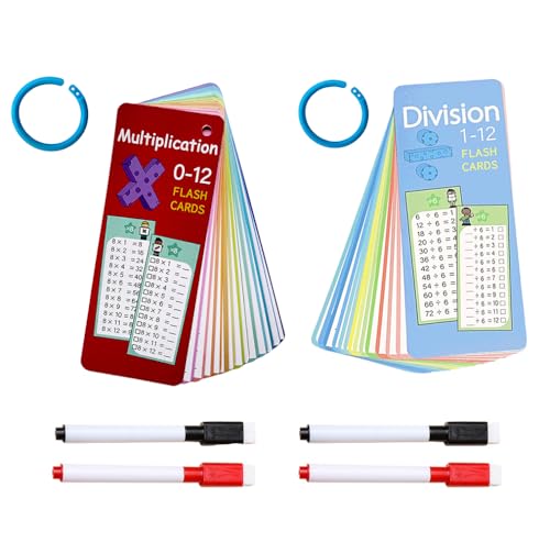 TTPSRY Lernkarten Einmaleins Tabelle mit 4 Trocken Abwischbaren Markern 30 Mathe-Lernkarten für Kinder Rechenhilfe Trocken Abwischbar Ohne zu Schmieren und Ohne Farbrückstände von TTPSRY
