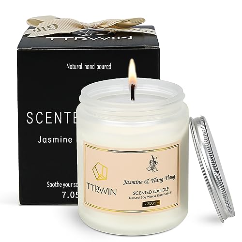 TTRWIN Duftkerze Jasmin & Ylang Ylang, 200g, 50H± Brenndauer, Kerze aus Sojawachs im Glas, Orientalischem Duft Geschenk zu Muttertag, Vatertag, Weihnachten, Geburtstag von TTRWIN