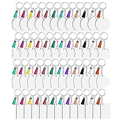 TTTLLNN 160-teiliges Schlüsselanhänger-Set, 40-teiliges Schlüsselanhänger-Rohling, 40 Lederquasten, 40 Schlüsselanhänger-Ringe, 40 offene Binderinge von TTTLLNN