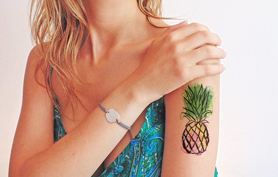 Pineapple Aquarell - Temporäres Tattoo von TTTattoodotcom