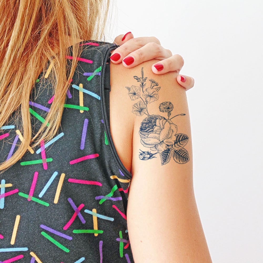 Weinlese-Blumen - Tattoo Größte von TTTattoodotcom