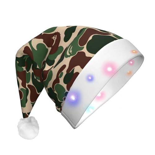 TTYDOKLA Aniaml LED-Weihnachtsmütze mit grünem Camouflage-Muster, für Erwachsene, beleuchtet, festlich, modisch, Weihnachtsmannmütze, Weihnachtsdekoration von TTYDOKLA