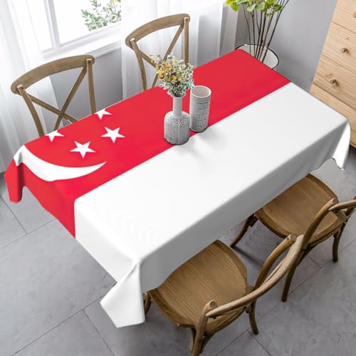 TTYDOKLA Rechteckige Tischdecke mit Singapur-Flagge, 89 x 140 cm, Pfirsichhaut-Stoff, perfekt für Partys und den täglichen Gebrauch von TTYDOKLA