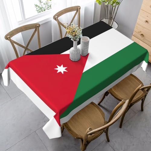 TTYDOKLA Rechteckige Tischdecke mit jordanischer Flagge, 89 x 140 cm, pfirsichhautfarben, perfekt für Partys und den täglichen Gebrauch von TTYDOKLA