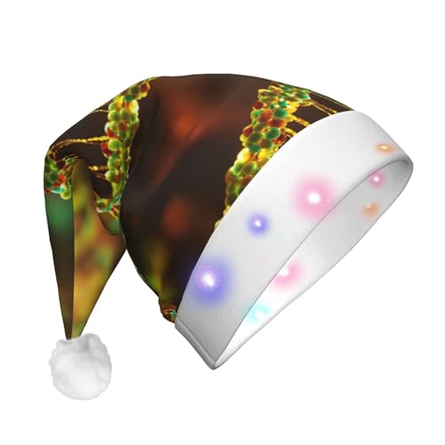 TTYDOKLA Weihnachtsmütze mit DNA-Kette, Foto-Druck, LED-Weihnachtsmütze für Erwachsene, beleuchtet, festlich, modisch, Weihnachtsmannmütze, Weihnachtsdekoration von TTYDOKLA