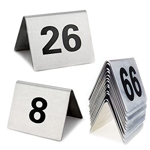 Table number, Tischnummern-Marker aus Edelstahl im Zeltstil for Restaurants und Bars, stapelbare Tischnummernkarten, ideal for Bankette, Cafés, Restaurants, Hotels(1 to 50) von TTYSSAC