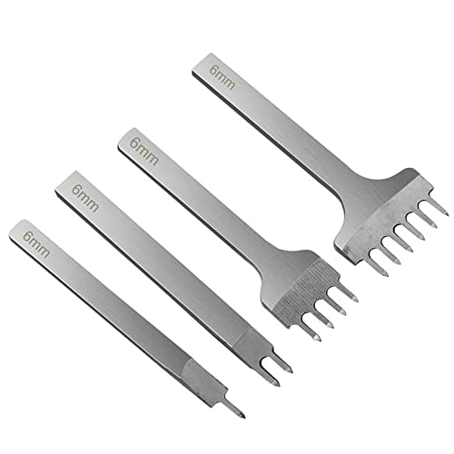 1 Satz Abstandsstanzwerkzeug, passend for Lederlocher, weißer Stahl, Nahtschnürung, Meißel, Schrägschnitt, Pitch-Werkzeug(6MM) von TUCANSBP