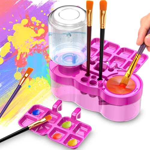 Pinselreiniger, Brush Cleaner, Brush Rinser WasserkreislaufspüLer, SüßWasser-Zyklus-Einsatz, Pinsel-SpüLer FüR Acryl- Und Farben Auf Wasserbasis (Purple transparent) von TUHNHGD