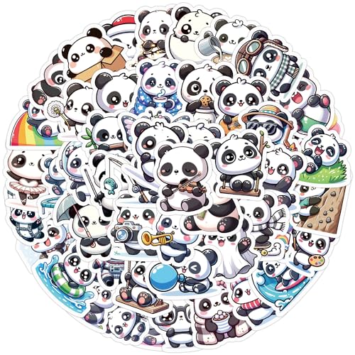 50 Stück Panda Aufkleber für Kühlschrank,Laptop,Auto,Motorrad,Fahrrad,Gitarre,Gepäck,Stoßstange, Niedliche Tierische Vinyl Aufkleber,Geschenk für Kinder Mädchen Erwachsene,Cartoon Aufkleber Set von TUIOBUN