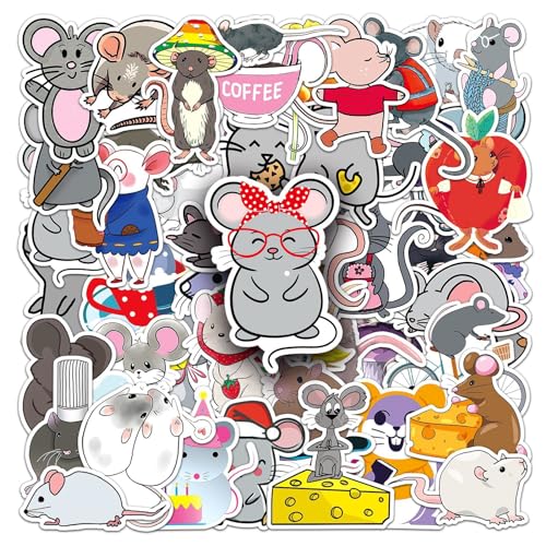 50Stück Maus Aufkleber für Kühlschrank,Fahrrad,Motorrad,Phone Skateboard,Laptop,Stoßstange,Auto,niedliche Cartoon Mouse Wasserdicht Vinyl Aufkleber,Erwachsene Kinder Geschenk,Tier Sticker von TUIOBUN