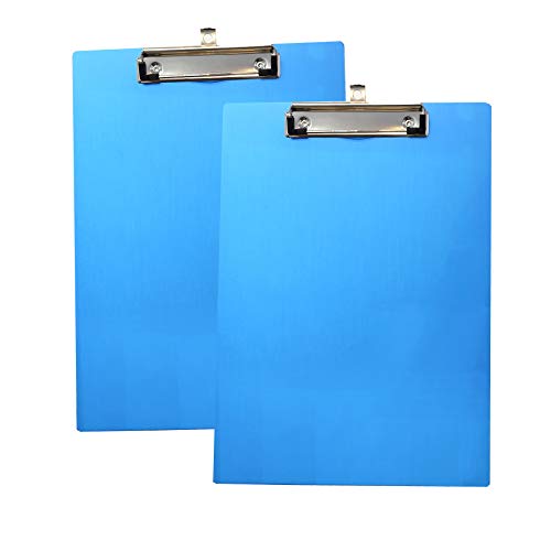 2er Alu Klemmbrett A4 mit gummierter Metalklemme, Schreibbrett DIN A4 mit Aufhängeose, Pad Halter Clipboard - Stabile Aluminum Schreibplatte - Schreibblock 2er Pack in Blau - TKD8025-blue-2x von TUKA-i-AKUT