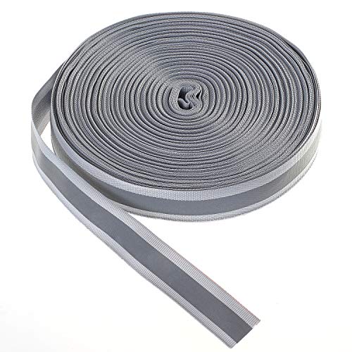 46 Meter x 20mm Reflektierendes Band zum Aufnähen, Reflektorband - 20 mm Breite - mit 10mm Reflektionband - Sicherheit Reflexband Leuchtband zum Annähen, Grau, TKB5080-grey von TUKA-i-AKUT