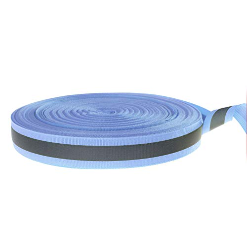 46 Meter x 20mm Reflektierendes Band zum Aufnähen, Reflektorband - 20 mm Breite - mit 10mm Reflektionband - Sicherheit Reflexband Leuchtband zum Annähen, Himmelblau, TKB5080-skyblue von TUKA-i-AKUT