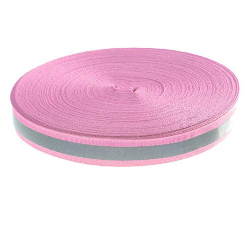 46 Meter x 20mm Reflektierendes Band zum Aufnähen, Reflektorband - 20 mm Breite - mit 10mm Reflektionband - Sicherheit Reflexband Leuchtband zum Annähen, Pink, TKB5080-pink von TUKA-i-AKUT