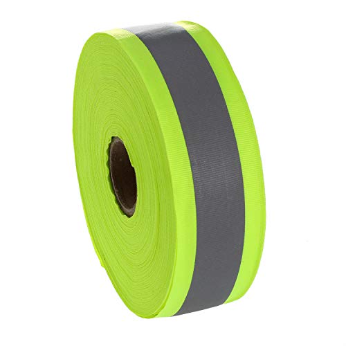 46 Meter x 50mm Reflektierendes Band zum Aufnähen, Reflektorband - 50 mm Breite - mit 30mm Reflektionband - Sicherheit Reflexband Leuchtband zum Annähen, Grün, TKB5081-green von TUKA-i-AKUT