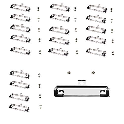 TUKA-i-AKUT 20x Klemmbrett-Clips, mit Gummigriff, Loch zum Aufhängen, Bügel-Klemmer für Klemmbrett Ordner Mappe Hartfaserplatten, Flache Metal Klemme montierbar auf Klemmbrett-Vorderseite, TKD8500 von TUKA-i-AKUT