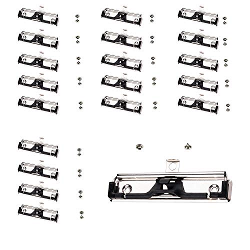 TUKA-i-AKUT 20x Klemmbrett-Clips mit Stifthalter, Gummigriff, Loch zum Aufhängen, Bügel-Klemmer für Klemmbrett Ordner Mappe Hartfaserplatten, Flache Metal Klemme montierbar auf Klemmbrett. TKD8501 von TUKA-i-AKUT