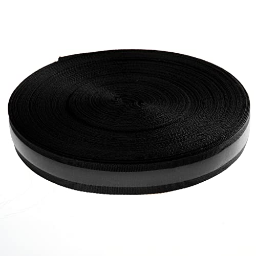 TUKA-i-AKUT 46 Meter x 20mm Reflektierendes Band zum Aufnähen, Reflektorband - 20 mm Breite - mit 10mm Reflektionband - Sicherheit Reflexband Leuchtband zum Annähen, Schwarz, TKB5080-black von TUKA-i-AKUT