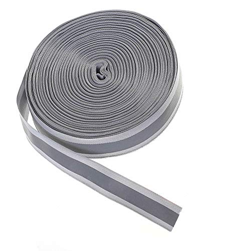 TUKA-i-AKUT 46 Meter x 50mm Reflektierendes Band zum Aufnähen, Reflektorband - 50 mm Breite - mit 30mm Reflektionband - Sicherheit Reflexband Leuchtband zum Annähen, Grau, TKB5081-grey von TUKA-i-AKUT