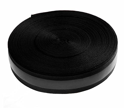 TUKA-i-AKUT 46 Meter x 50mm Reflektierendes Band zum Aufnähen, Reflektorband - 50 mm Breite - mit 30mm Reflektionband - Sicherheit Reflexband Leuchtband zum Annähen, Schwarz, TKB5081-black von TUKA-i-AKUT