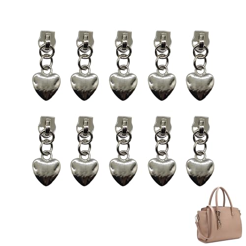 TUKEVA 10 Stück Kit Ersatz Zip Slider Zähne Ersatz Zipper für ReißVerschluss Schöner Ersatz Reißverschlusskopf Einzigartige Form Für Jacken,Damentaschen,Zelte, Mäntel,Gepäck und Schlafsäcke (Liebe) von TUKEVA