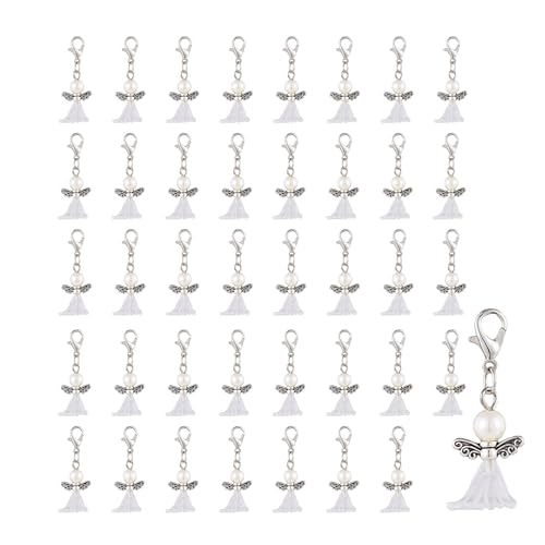 TUKEVA 40 Stück Schutzengel Anhänger Schutzengel Gastgeschenke Hochzeit Engel Anhänger Guardian Schutzengel Schlüsselanhänger für DIY Hochzeit Schmuck Halskette Basteln Abschlussfeiern (Weiß) von TUKEVA