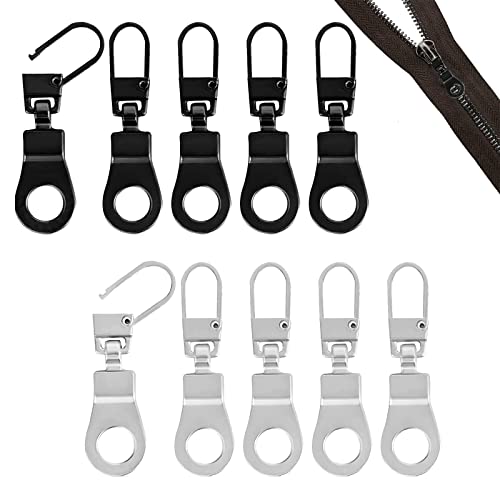 Reißverschluss Zipper, Reißverschluss Reparatur, Reißverschluss, Ersatz Zipper für Reißverschluss, Zipper für Reissverschluss Reparatur, Metall Reißverschlussanhänger Ersatzzipper, 10 Stück von TUKNN