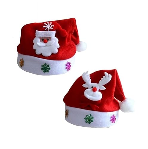 Weihnachtsmütze,Nikolausmütze,Weihnachtsmann Mütze,Weihnachtsmütze Kinder,Santa Hat,Weihnachtsmütze Nikolausmütze,Weihnachtsfeier Rot Santa Mütze,Weihnachtsdeko Weihnachtsfeier Kostüm Zubehör,2 Stück von TUKNN