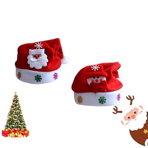 Weihnachtsmütze,Nikolausmütze,Weihnachtsmann Mütze,Weihnachtsmütze Kinder,Santa Hat,Weihnachtsmütze Nikolausmütze,Weihnachtsfeier Rot Santa Mütze,Weihnachtsdeko Weihnachtsfeier Kostüm Zubehör,2pcs von TUKNN