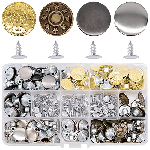 120 Sets Druckknöpfe Set, Metall Druckknöpfe Druckknöpfe mit Aufbewahrungsbox, 16mm Jeansknöpfe Größenverstellbares Ersatzset, Bronze Kleidung Druckknöpfe Set für Mantel, Jacke, Jeans und Taschen von TULEBOLIAN