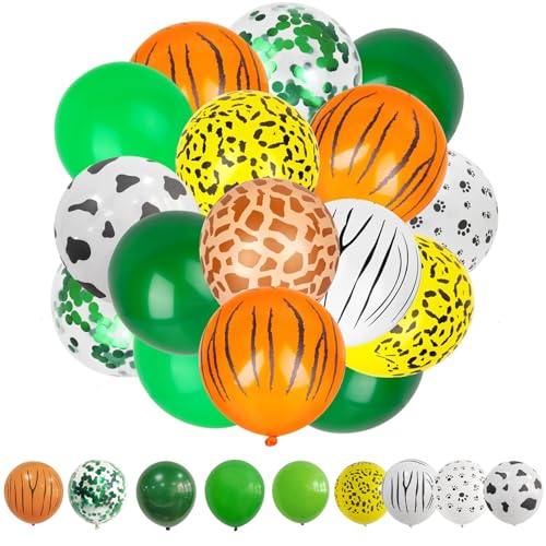 Dschungel Ballons,12 Zoll Dschungel Safari Luftballons,mit Leoparden Tiger Animal Print Ballons,für Safari Wald Thema Geburtstag Party Dekoation Baby Shower von TULEBOLIAN