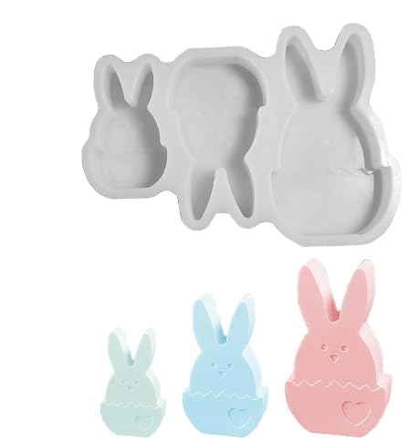 Silikonformen Gießformen Hase,Silikonform 3D Ostereier Silikonform, Ostereier Hase,Ostereier Kerzenhalter, für Oster-Kuchendekoration, Kerzenformen von TULEBOLIAN