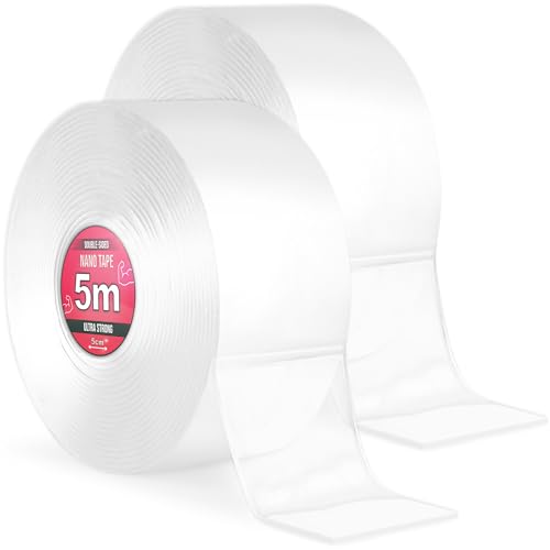 Nano Tape 2 x 5 m - Doppelseitiges Klebeband 10 m - Extra Stark, für Zuhause, Wand, Büro, Bubbles Art - Transparent Nano Klebeband - Nanoband doppelseitig - durchsichtiges zweiseitiges Klebeband von TULMERO