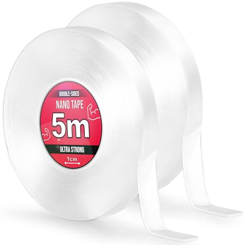 Nano Tape 2 x 5 m - Doppelseitiges Klebeband 10 m - Extra Stark, für Zuhause, Wand, Büro, Bubbles Art - Transparent Nano Klebeband - Nanoband doppelseitig - durchsichtiges zweiseitiges Klebeband von TULMERO