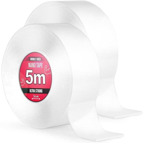 Nano Tape 2 x 5 m - Doppelseitiges Klebeband 10 m - Extra Stark, für Zuhause, Wand, Büro, Bubbles Art - Transparent Nano Klebeband - Nanoband doppelseitig - durchsichtiges zweiseitiges Klebeband von TULMERO