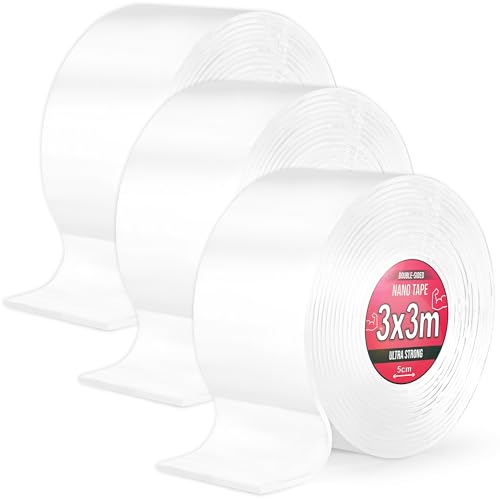 Nano Tape 3x 3 m - Doppelseitiges Klebeband 9m - Extra Stark, für Zuhause, Wand, Büro, Bubbles Art - Transparent Nano Klebeband - Nanoband doppelseitig - durchsichtiges zweiseitiges Klebeband von TULMERO