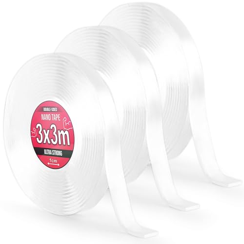 Nano Tape 3x 3 m - Doppelseitiges Klebeband 9m - Extra Stark, für Zuhause, Wand, Büro, Bubbles Art - Transparent Nano Klebeband - Nanoband doppelseitig - durchsichtiges zweiseitiges Klebeband von TULMERO